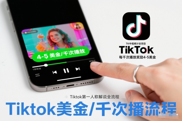 TK中视频计划项目，Tiktok第一人称解说流程，每干次播放奖励4-5美金-资源社