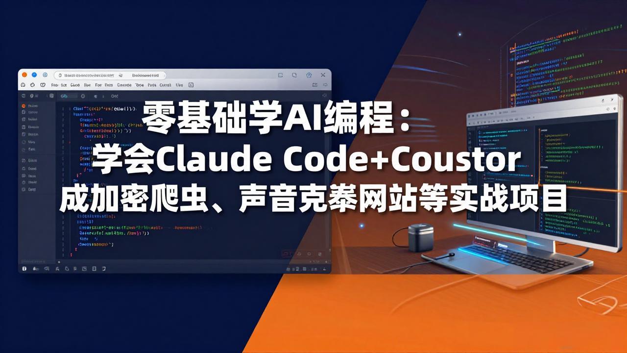 零基础学AI编程:学会Claude Code+Cursor完成加密爬虫、声音克隆网站等实战项目-资源社