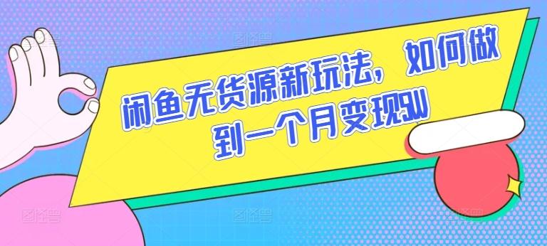 闲鱼无货源新玩法，如何做到一个月变现5W【揭秘】-资源社