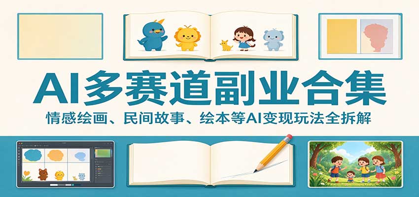 AI多赛道副业合集:情感绘画、民间故事、绘本等AI变现玩法全拆解-资源社