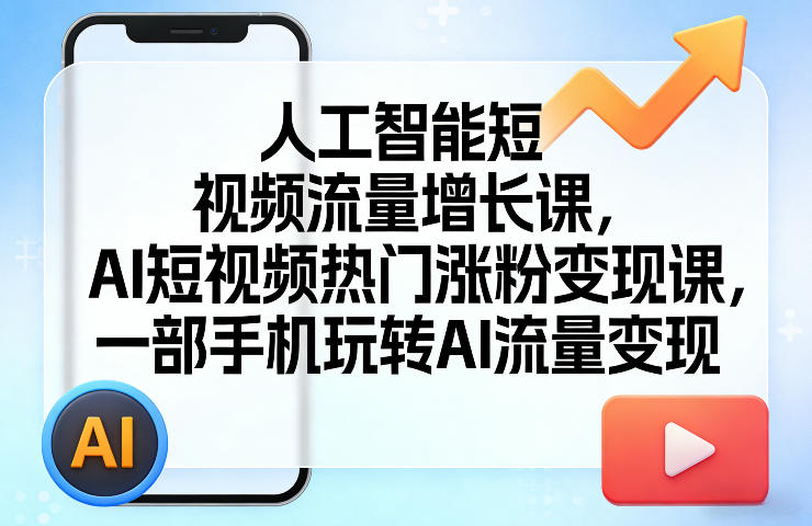 人工智能短视频流量增长课，AI短视频热门涨粉变现课，一部手机玩转AI流量变现-资源社