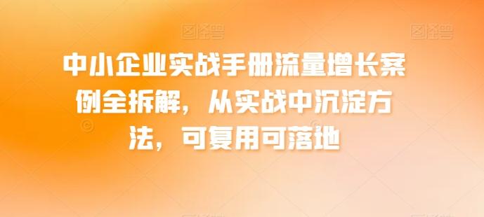 中小企业实战手册流量增长案例全拆解，从实战中沉淀方法，可复用可落地-资源社