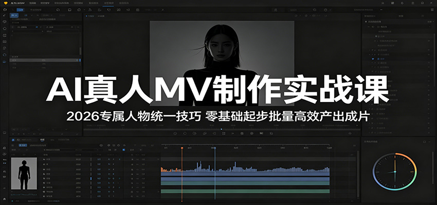 AI真人MV制作实战课：2026专属人物统一技巧，零基础起步批量高效产出成片-资源社