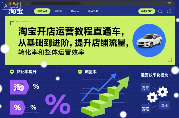 淘宝开店运营教程直通车，从基础到进阶，提升店铺流量，转化率和整体运营效率(更新26年3月)-资源社