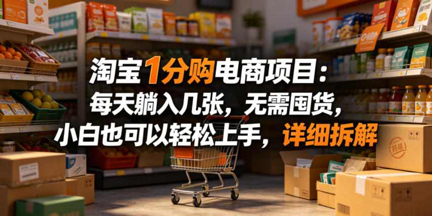 淘宝1分购电商项目:每天躺入几张,无需囤货,小白也可以轻松上手,详细拆解-资源社