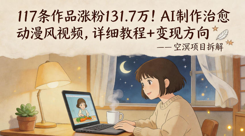 117条作品涨粉131.7W！AI制作治愈动漫风视频，详细教程+变现方向-资源社