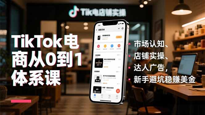 TikTok电商从0到1体系课,市场认知、店铺实操、达人广告,新手避坑稳赚美金-资源社