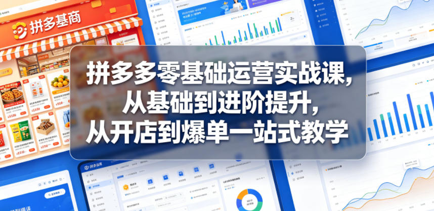 拼多多零基础运营实战课，从基础到进阶提升，从开店到爆单一站式教学-资源社