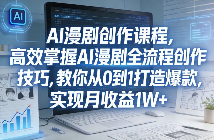 某社群AI漫剧创作课程，高效掌握AI漫剧全流程创作技巧，教你从0到1打造爆款，实现月收益1W+-资源社