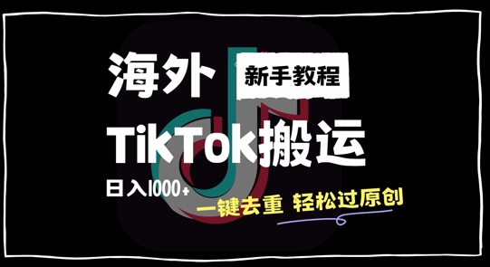 2024最新海外TikTok搬运玩法，一键去重轻松过原创，新手无经验也能日入1k【揭秘】-资源社