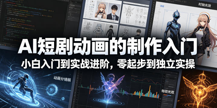 AI短剧动画的制作入门，小白入门到实战进阶，零起步到独立实操-资源社