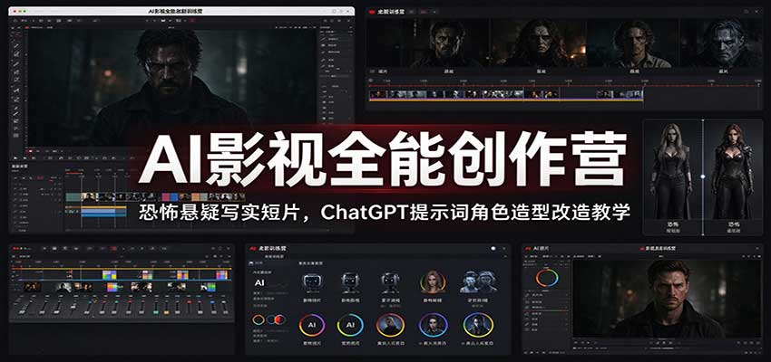 AI影视全能创作营：恐怖悬疑写实短片，ChatGPT提示词角色造型改造教学-资源社