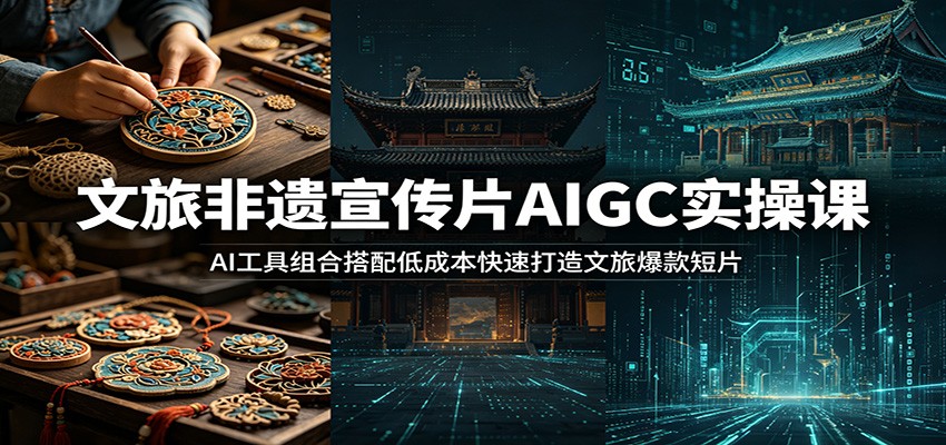 文旅非遗宣传片AIGC实操课：AI工具组合搭配低成本快速打造文旅爆款短片-资源社