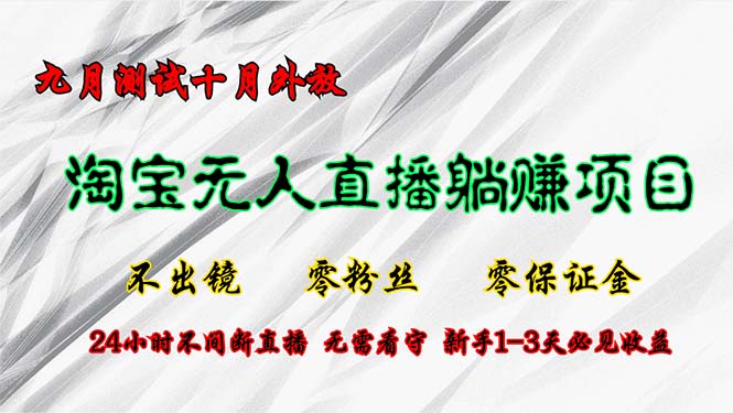 淘宝无人直播最新玩法，九月测试十月外放，不出镜零粉丝零保证金，24小…-资源社