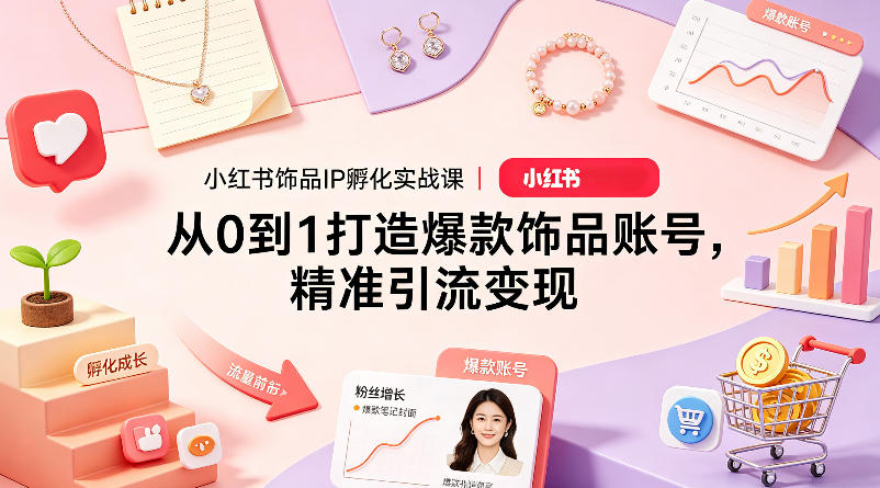 小红书饰品IP孵化实战课｜从0到1打造爆款饰品账号，精准引流变现-资源社