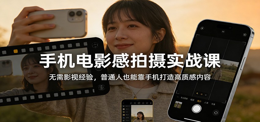 手机电影感拍摄实战课：无需影视经验，普通人也能靠手机打造高质感内容-资源社