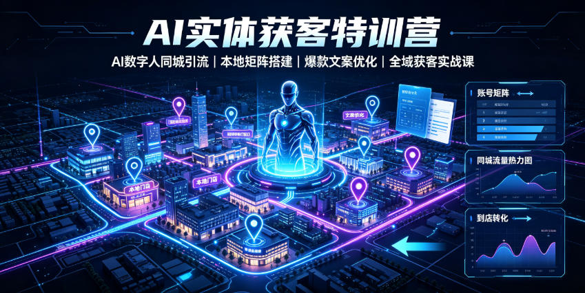 AI实体获客特训营｜AI数字人同城引流、本地矩阵搭建、爆款文案优化全域获客实战课-资源社