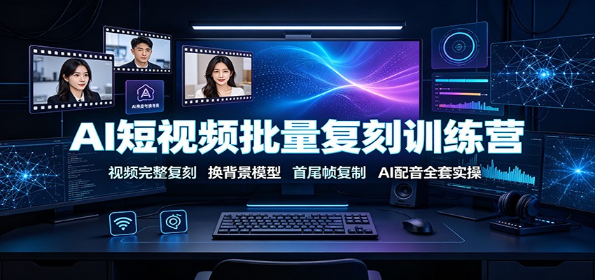 AI短视频批量复刻训练营：视频完整复刻，换背景模型、首尾帧复制、AI配音全套实操-资源社