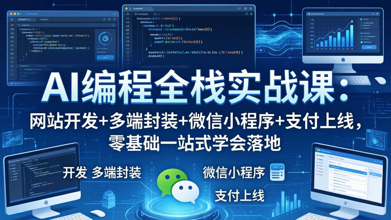 AI编程全栈实战课：网站开发+多端封装+微信小程序+支付上线，零基础一站式学会落地-资源社