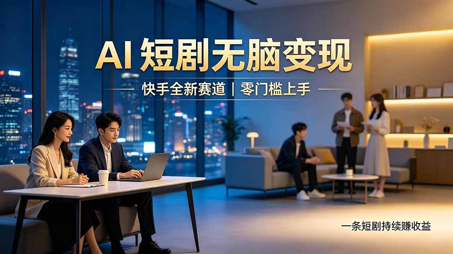别乱找副业了，快手 AI 短剧零门槛长久被动增收-资源社