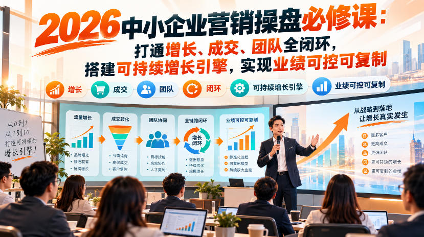 2026中小企业营销操盘必修课：打通增长、成交、团队全闭环，搭建可持续增长引擎，实现业绩可控可复制-资源社
